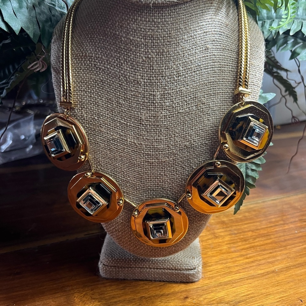 J. Crew Gold Necklace with Geometric Design. Vintage